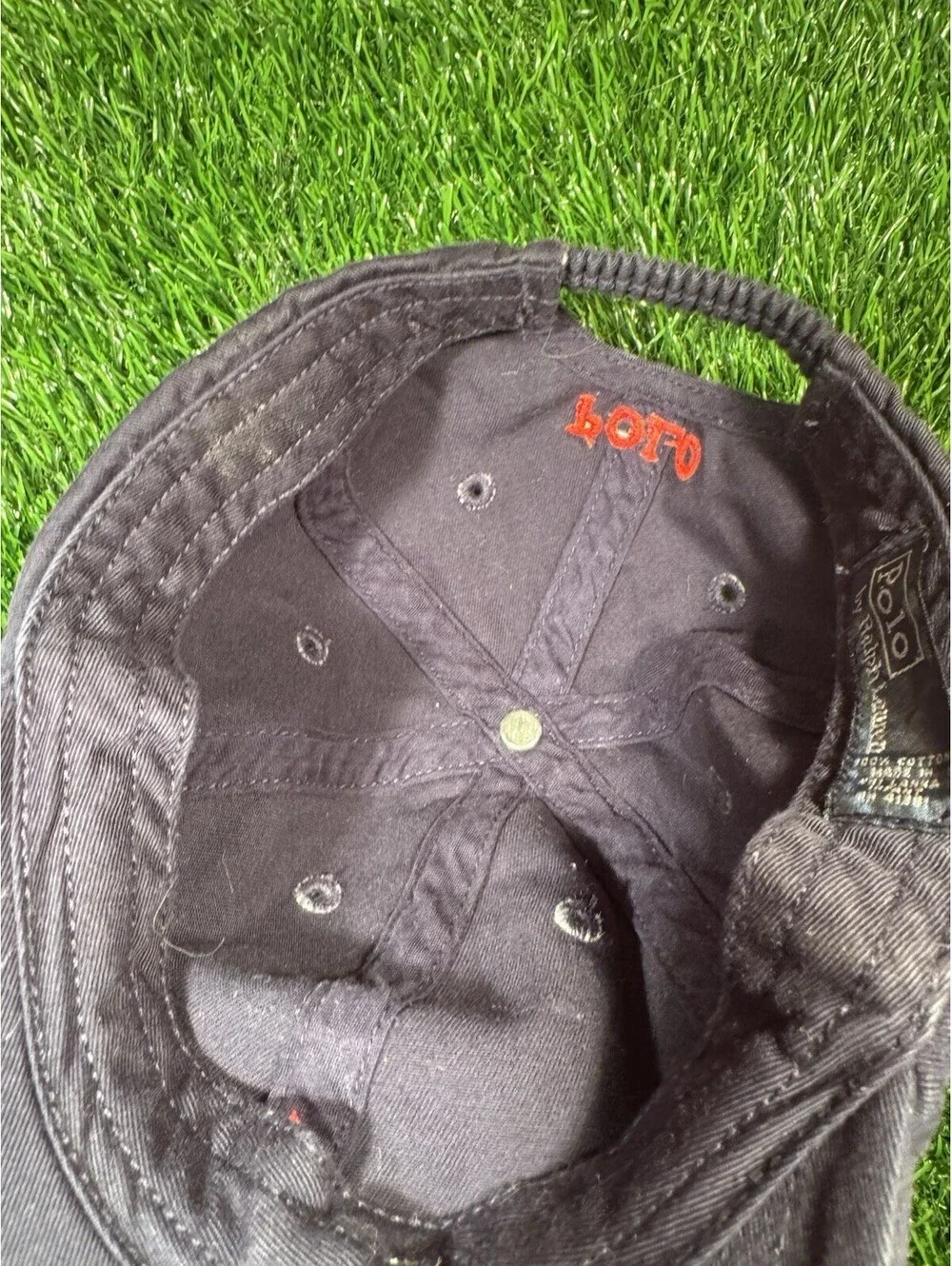 VTG Infant Polo Ralph Lauren Navy With Red Logo Hat With Stretch Band